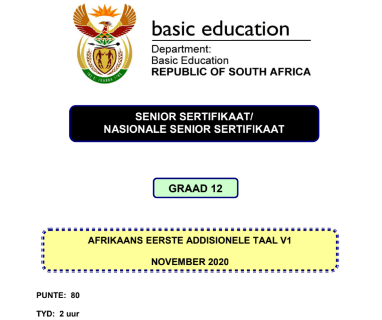 Grade 12 [Matric: Afrikaans] past papers and memos