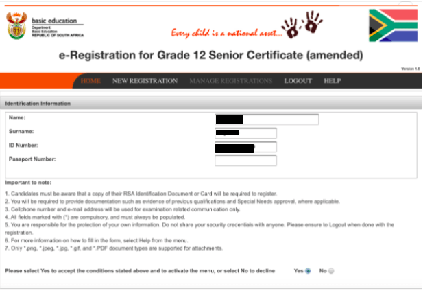 Your personal details when you register for the adult exam