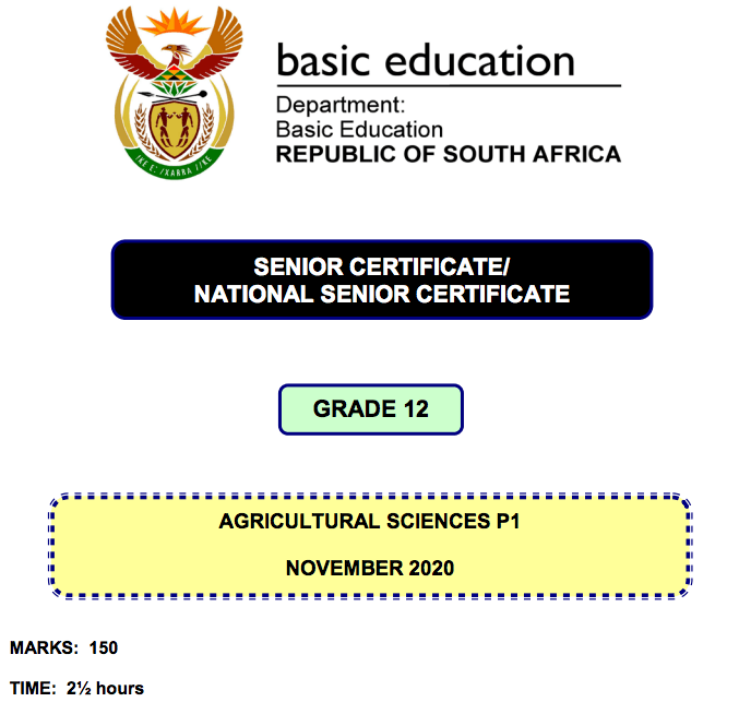 Grade 12 [Matric: Agricultural Science] past papers and memos