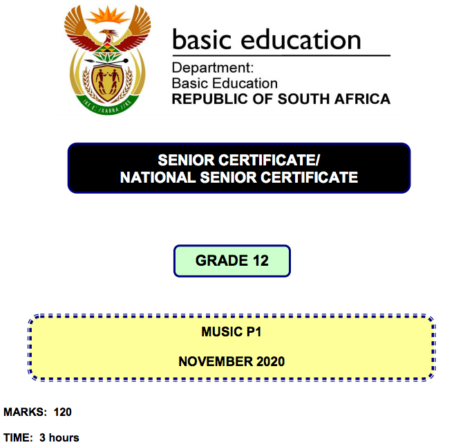Grade 12 [Matric: Music] past papers and memos